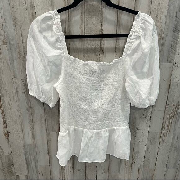 Sugarlips Tops - New! SugarLips Bento White Square Neck Smocked Peasant Top Medium